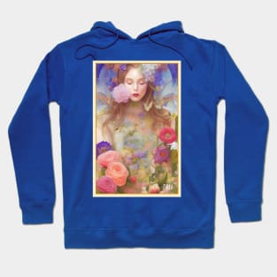 Art Deco style painting of flowers, roses and a pretty girl Hoodie